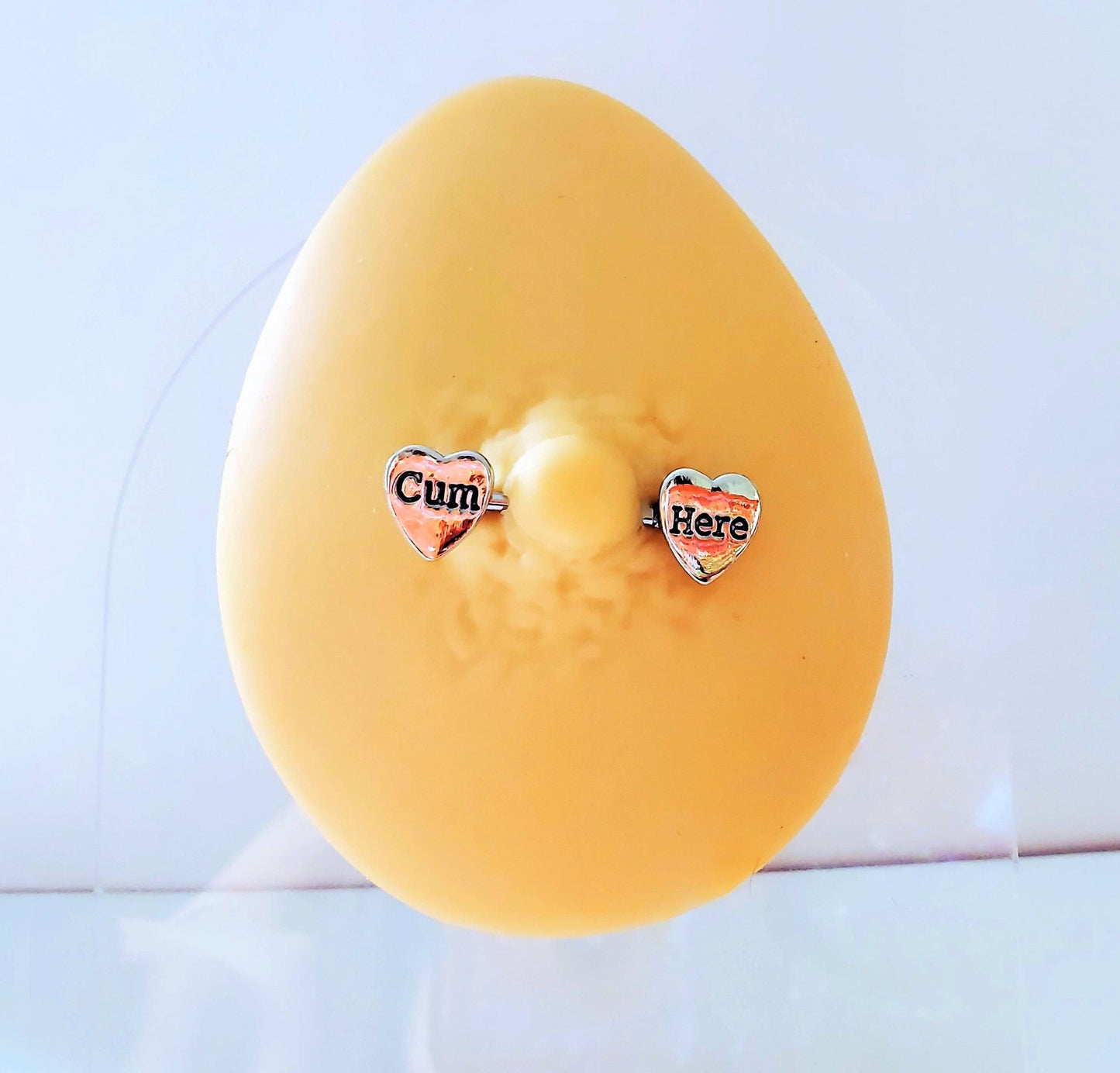 'Cum Here' Pierced Nipple Barbells 14G Sexy Nipple Rings Jewelry