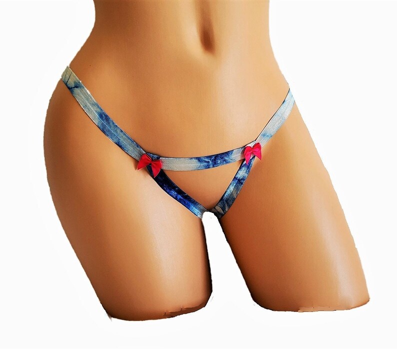 Blueberries and Cream Crotchless Thong Panty
