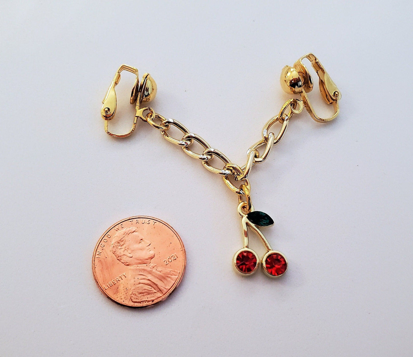 Cherry Pussy Jewelry, Rhinestone BDSM Labial Clip