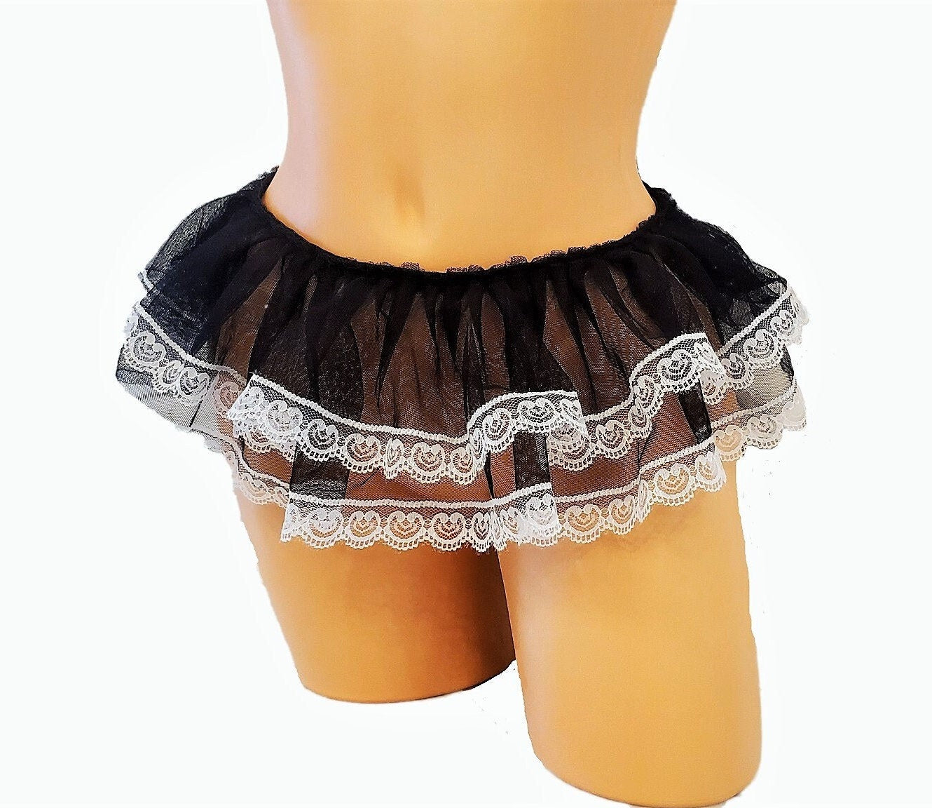 Black and White Micro Mini Lingerie Skirt