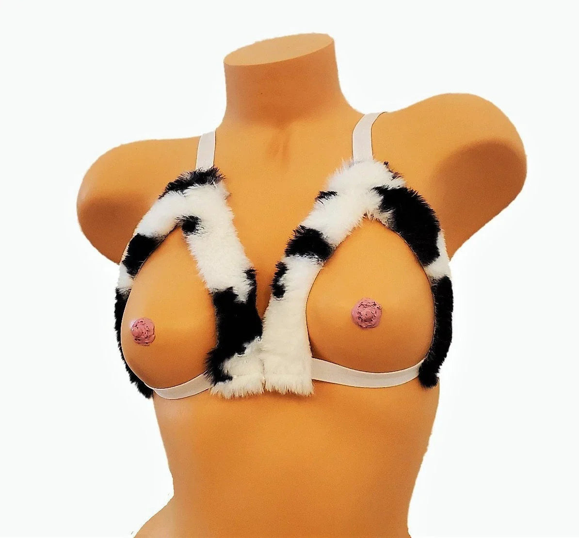 Cow Print Fur Lingere Bra