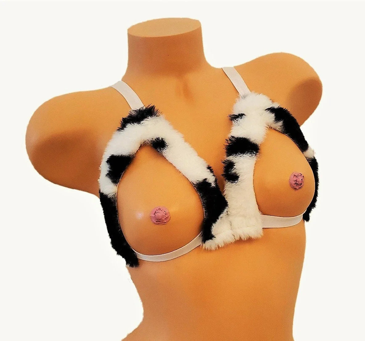 Cow Print Fur Lingere Bra