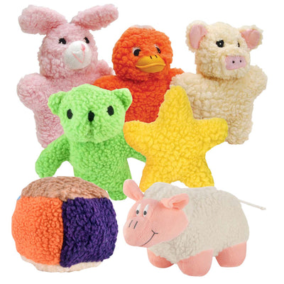 Plush Fleece Toys Share the Love Squeaker Dog Toys, 7 Piece Kit