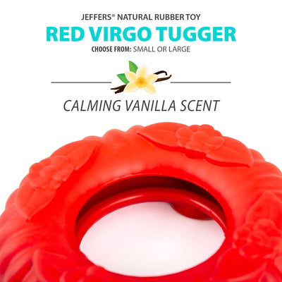 Red Virgo Tugger Natural Rubber Dog Dental Chew Toy for Interactive or Solo Play