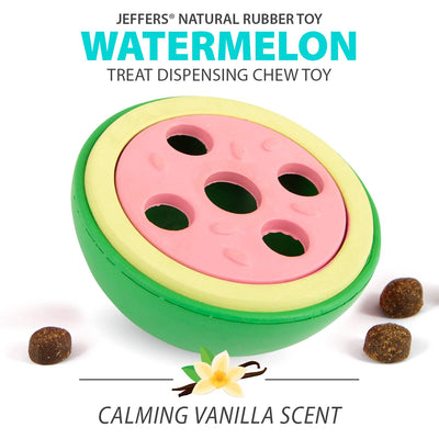 Watermelon Natural Rubber Treat Dispensing Dog Dental Chew Toy with Vanilla Scent