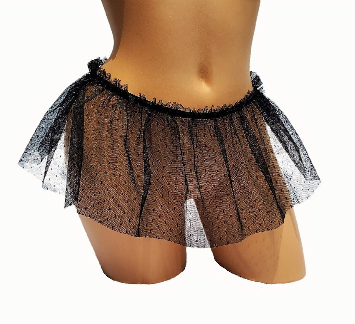 Black See Through Lingerie Skirt, Gothic Mesh Short Skirt