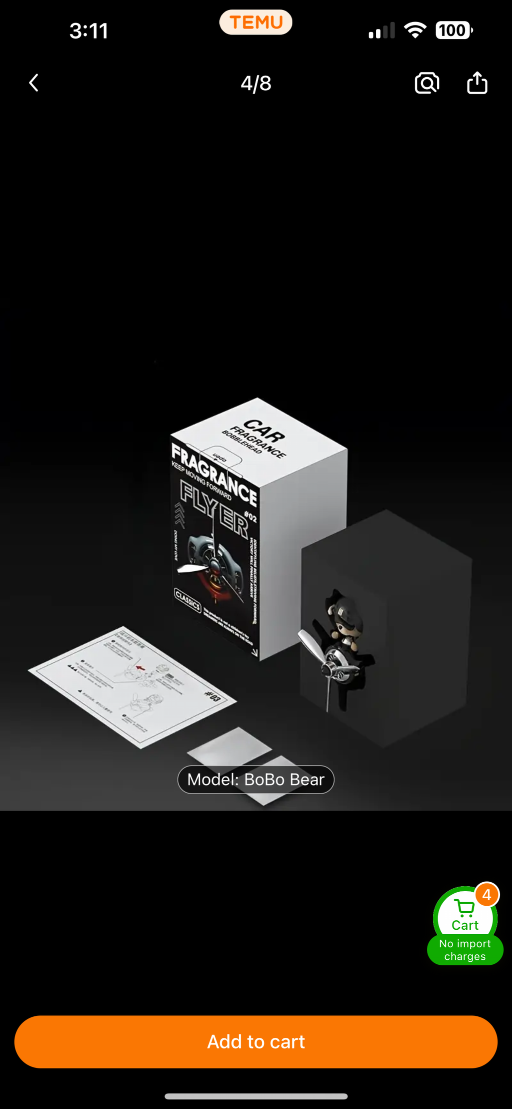 BoBo Bear Pilot Car Air Freshener with Rotating Propeller & Aviation Theme - Fragrance-Free (No Scent), Scent Compatible