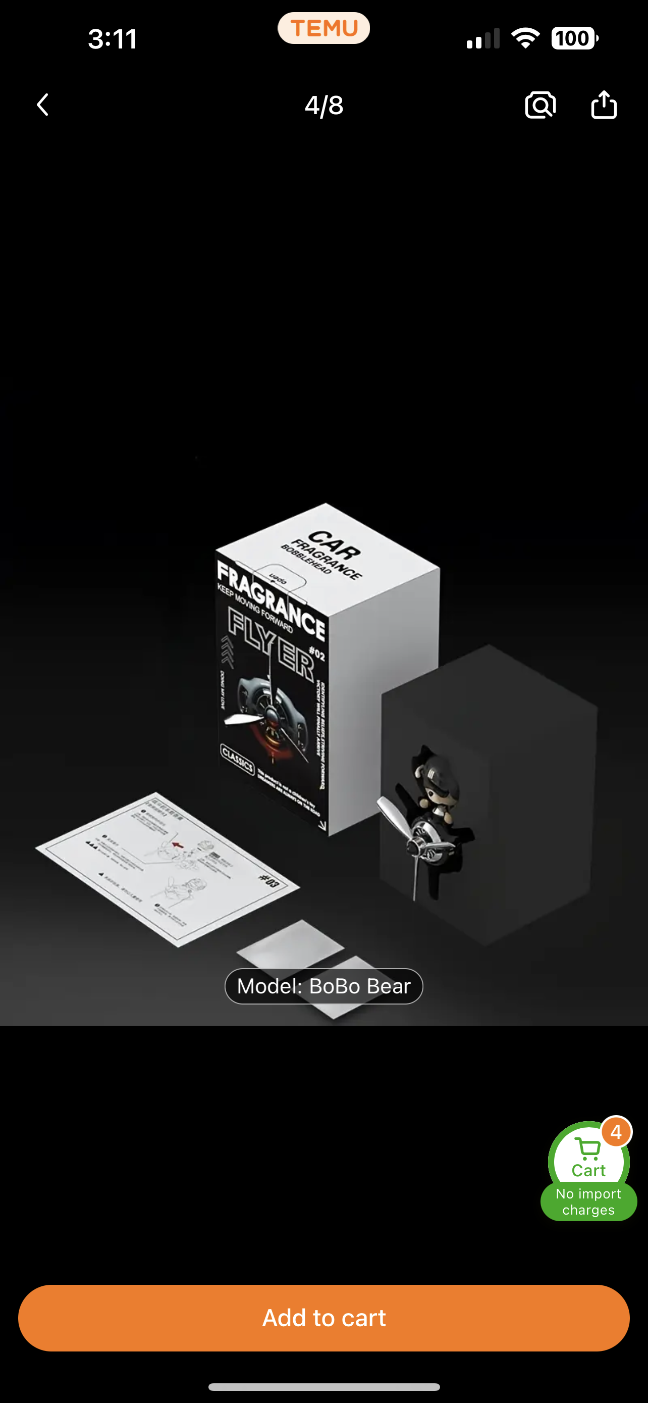 BoBo Bear Pilot Car Air Freshener with Rotating Propeller & Aviation Theme - Fragrance-Free (No Scent), Scent Compatible