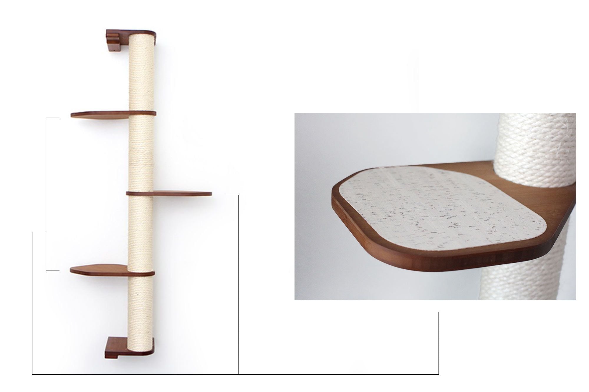 Wall Mounted Cat Climbing Pole - Sisal