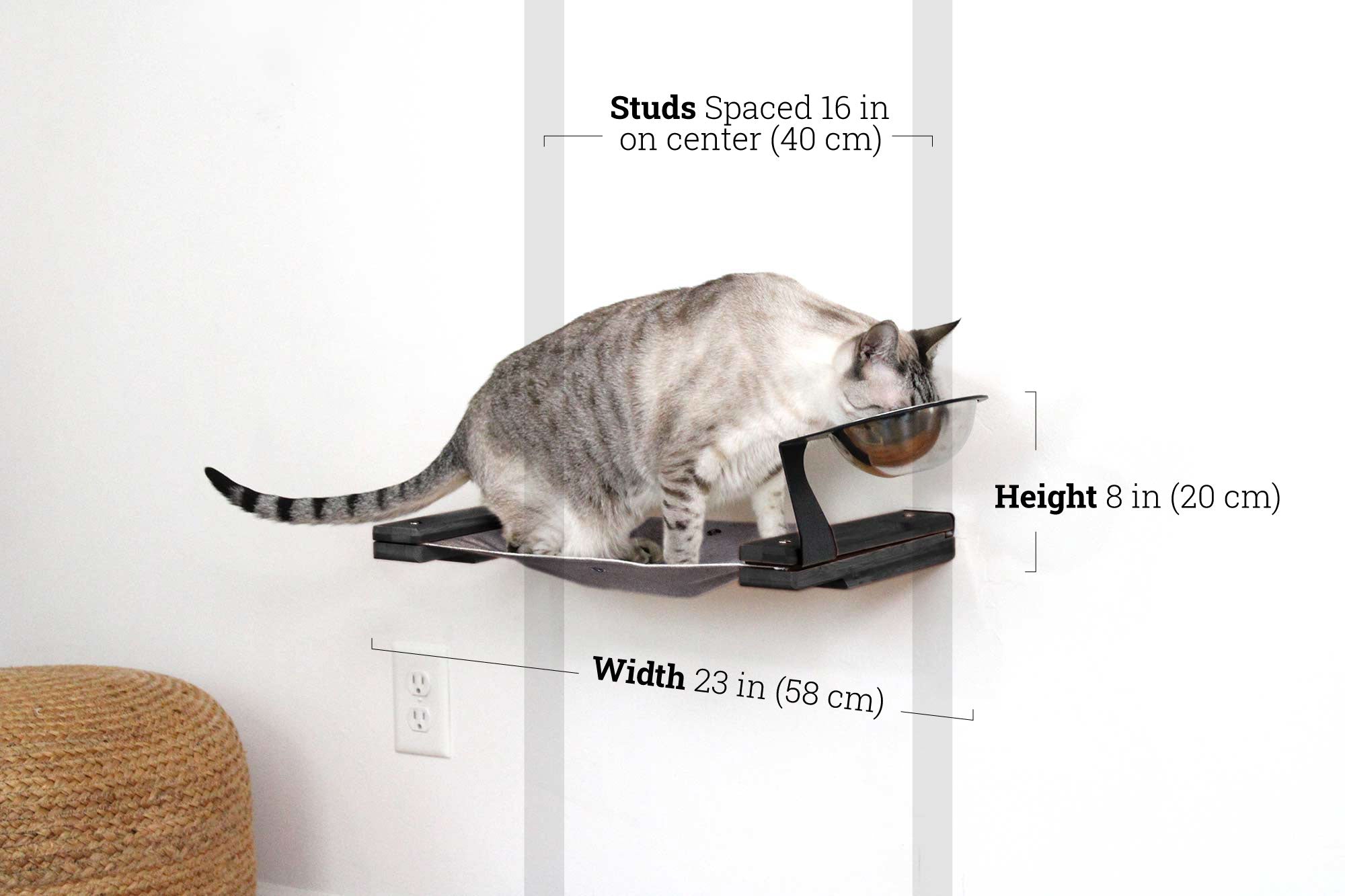 Dog Proof Cat Feeder - Wall-Mounted - Raised