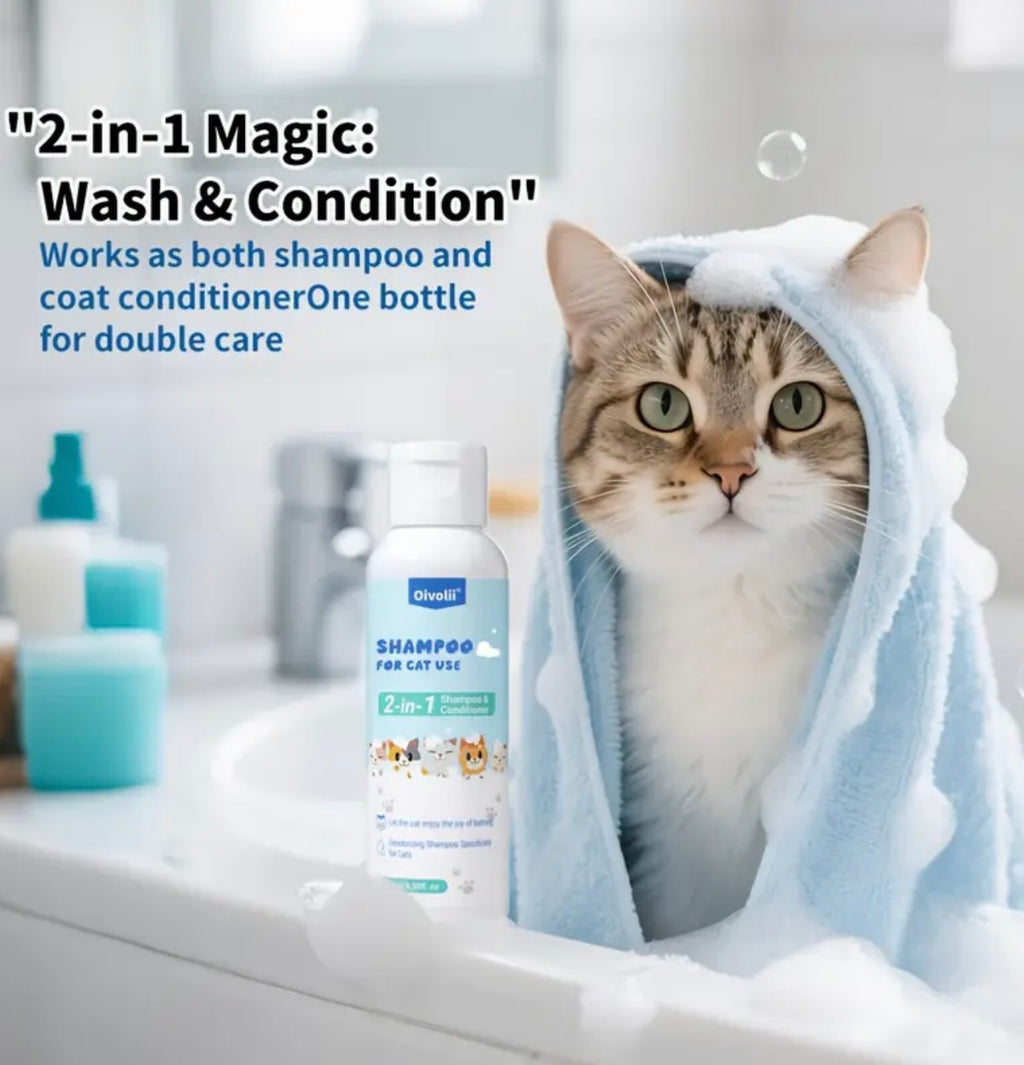 Cat Shower Gel, specially designed for cats, with various plant extracts for deep cleansing and a light fragrance