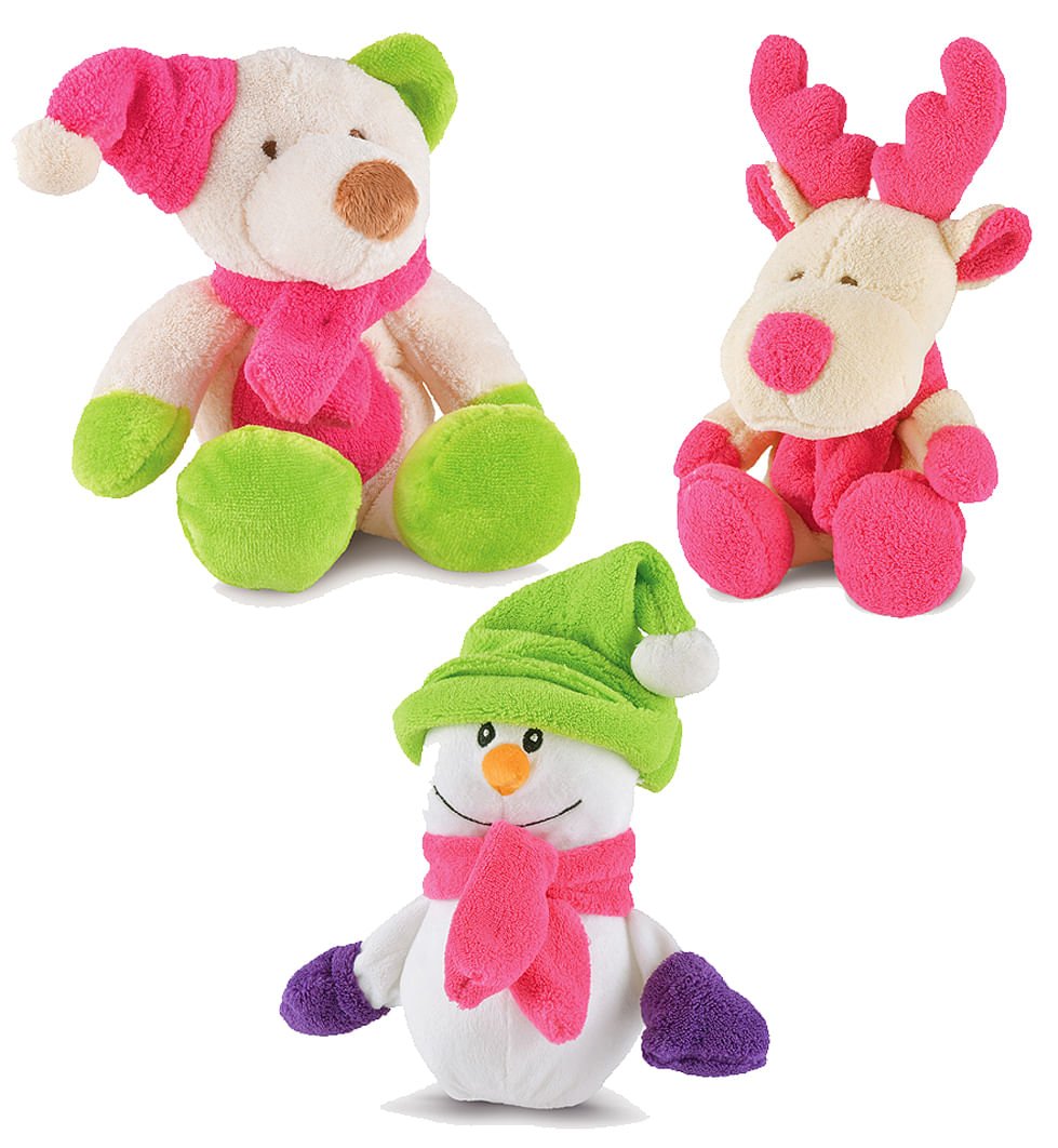 Plush Bright Winter Pals Squeaker Dog Toys, 3 pk