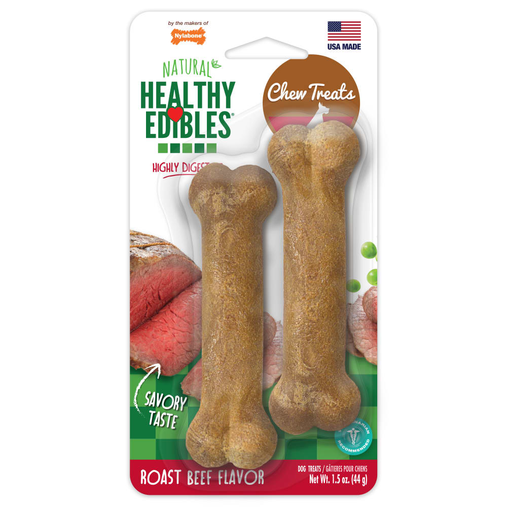 Nylabone Healthy Edibles All-Natural Long Lasting Roast Beef Dog Chew Treats (3pk) (1.5oz)