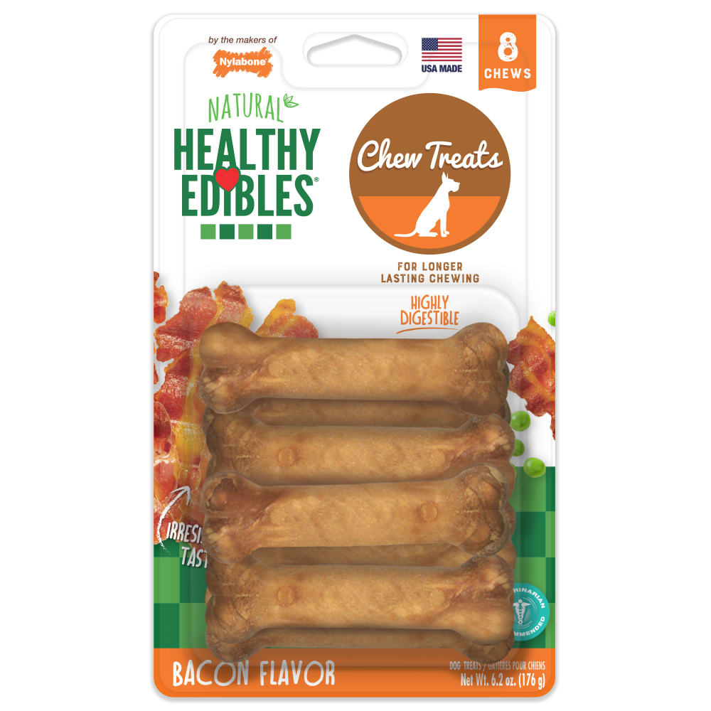 Nylabone Healthy Edibles Bacon Bone Chew Treats (6.2oz)