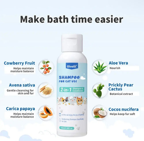 Cat Shower Gel, specially designed for cats, with various plant extracts for deep cleansing and a light fragrance
