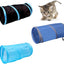 iCAGY Foldable Spiral Cat Tunnel - Indoor Toy for Small Cats, Kittens, and Rabbits - Tube for Interactive Play and Outdoor Fun - Pet Toy 20" 3 Pcs (Black, Royal Blue, Sky Blue)