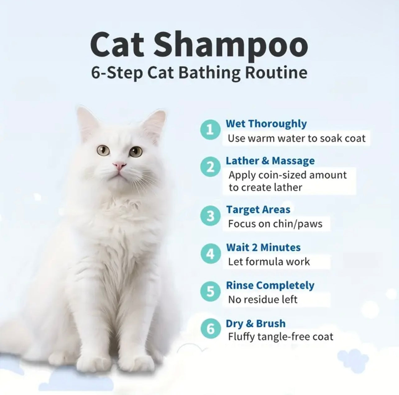 Cat Shower Gel, specially designed for cats, with various plant extracts for deep cleansing and a light fragrance