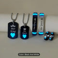 6pcs Set Glow-in-the-Dark Heart Crown "Her King His Queen" Stainless Steel Couple Necklace Bracelet Ring Set