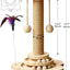 Cat Scratching Post, 4 in 1 Wooden Cat Scratcher Toy, 17.7" Tall Scratch Post with 2 Level Cat Track Balls, Interactive Feather Toy and 2 Sisal Hanging Balls for Indoor Kittens, Adult Cats