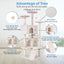 FDW Cat Tree 54in Cat Tower Multi-Level Durable Cat Scratching Post & Cozy Fun Cat Jumping Platform Space Saving Cat Condo Pet Play House for Indoor Cats,Beige