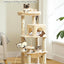 PETEPELA 45.7" Cat Tree for Indoor Cats, 5-Level Cat Tower for Large Cats with Metal Frame Large Hammock (17.3"x15.3"), Cat Condo with (18.5"x13") Big Top Perch & 4 Sisal Covered Scratching Post Beige
