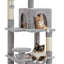 Cat Tree for Indoor Cats, 45.7" Multi-Level Cat Tower with Large Metal Frame Hammock, Cat Condo with 4 Scratching Posts and Top Perch for Small Medium Kitty, Grey