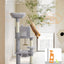 Cat Tree for Indoor Cats, 45.7" Multi-Level Cat Tower with Large Metal Frame Hammock, Cat Condo with 4 Scratching Posts and Top Perch for Small Medium Kitty, Grey