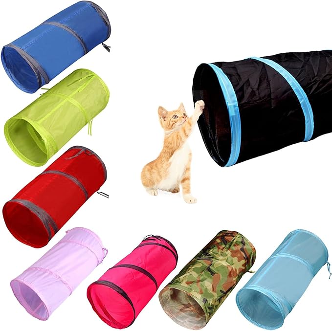iCAGY Cat Tunnel for Indoor Cats Interactive, Rabbit Tunnel Toys, Pet Toys Play Tunnels for Cats Kittens Rabbits Puppies Crinkle Collapsible Pop Up Black 20"