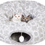 LUCKITTY Geometric Cat Tunnel Bed Oxford Outside with Plush Inside,Cats Toys Collapsible Tunnel Tube with Balls, for Rabbits, Kittens, Ferrets,Puppy 3FT