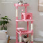 Cat Tree for Large Cats with Metal Plush Big Hammock, 56.3" Cat Tower for Indoor Cats with 2 Door Condo House, 6-Tier Cat Shelves with Scratching Posts and Large Top Perch, Pink