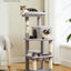 Cat Tree for Indoor Cats, 45.7" Multi-Level Cat Tower with Large Metal Frame Hammock, Cat Condo with 4 Scratching Posts and Top Perch for Small Medium Kitty, Grey
