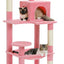 Cat Tree for Large Cats with Metal Plush Big Hammock, 56.3" Cat Tower for Indoor Cats with 2 Door Condo House, 6-Tier Cat Shelves with Scratching Posts and Large Top Perch, Pink