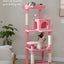Cat Tree for Large Cats with Metal Plush Big Hammock, 56.3" Cat Tower for Indoor Cats with 2 Door Condo House, 6-Tier Cat Shelves with Scratching Posts and Large Top Perch, Pink