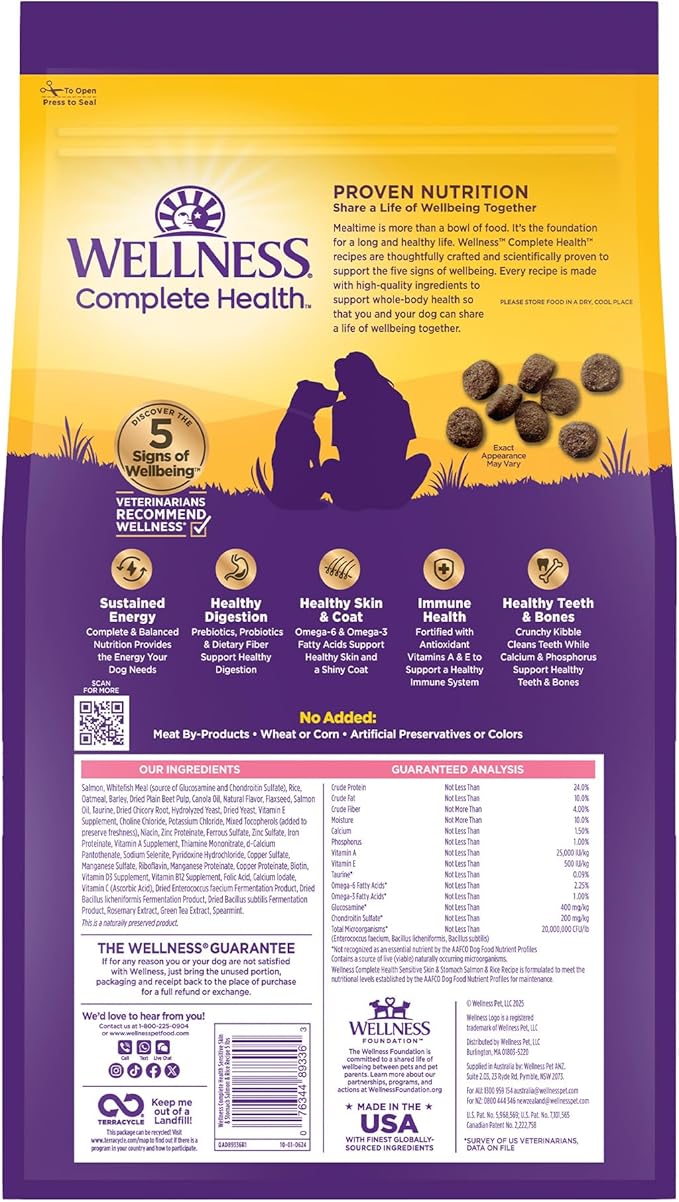 Wellness Complete Health Dry Dog Sensitive Skin & Stomach Salmon & Rice Adult