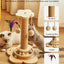 Cat Scratching Post, 4 in 1 Wooden Cat Scratcher Toy, 17.7" Tall Scratch Post with 2 Level Cat Track Balls, Interactive Feather Toy and 2 Sisal Hanging Balls for Indoor Kittens, Adult Cats