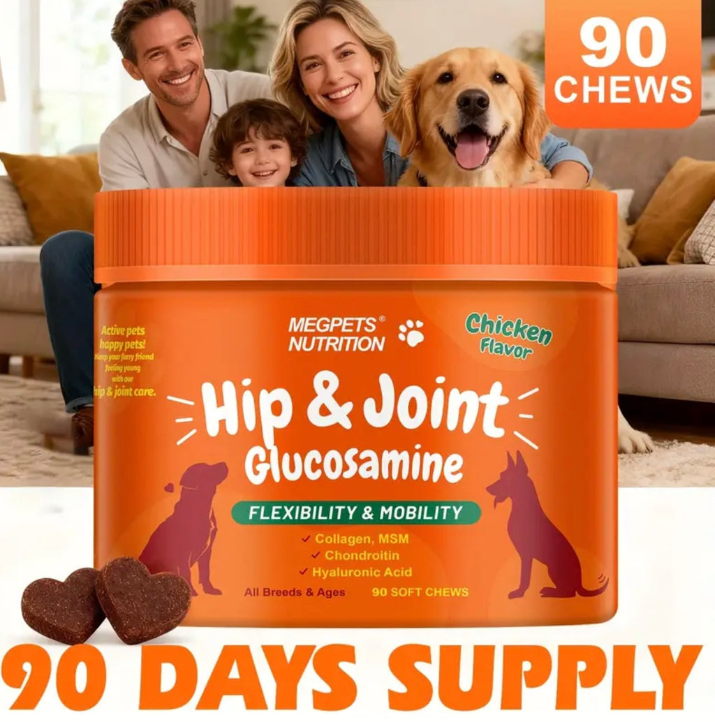 [90 Days Supply] Joint Care Chews for Dogs & Cats | Glucosamine, Chondroitin, Alaskan Salmon Oil | Joints, Mobility, Cartilage & Connective Health | 90 Soft Chews, Chicken Flavor