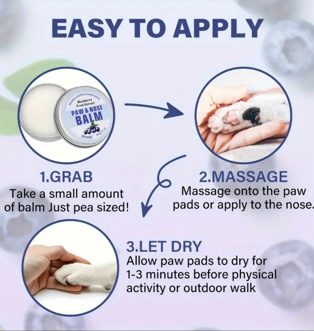 Blueberry-Infused Pet Paw Balm for Dogs & Cats - 2oz, Moisturizing & Soothing, Quick Absorption, Non-Greasy Formula