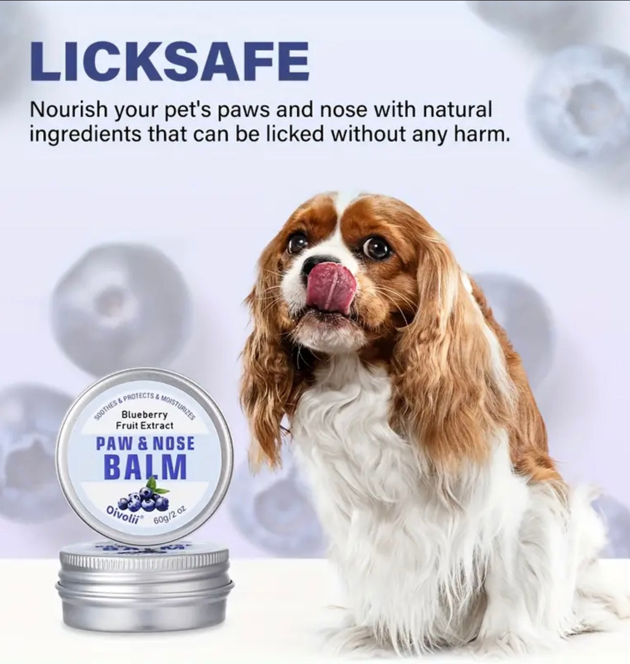 Blueberry-Infused Pet Paw Balm for Dogs & Cats - 2oz, Moisturizing & Soothing, Quick Absorption, Non-Greasy Formula