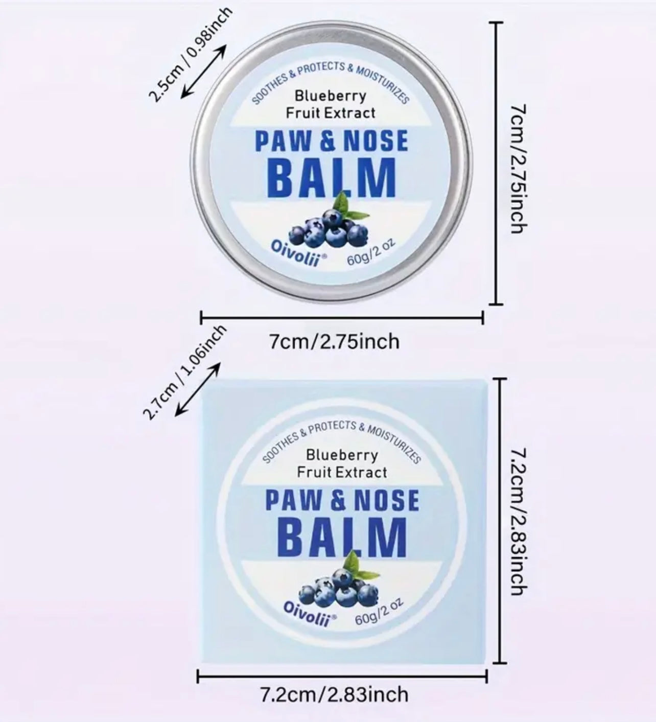 Blueberry-Infused Pet Paw Balm for Dogs & Cats - 2oz, Moisturizing & Soothing, Quick Absorption, Non-Greasy Formula