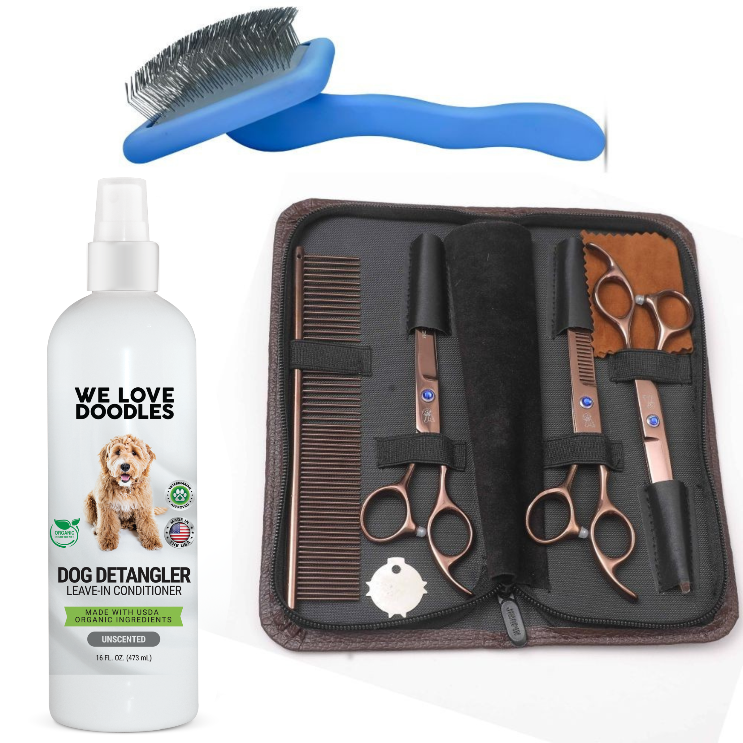 At Home Grooming Pack Hypoallergenic (Brush, Scissors, Detangler)