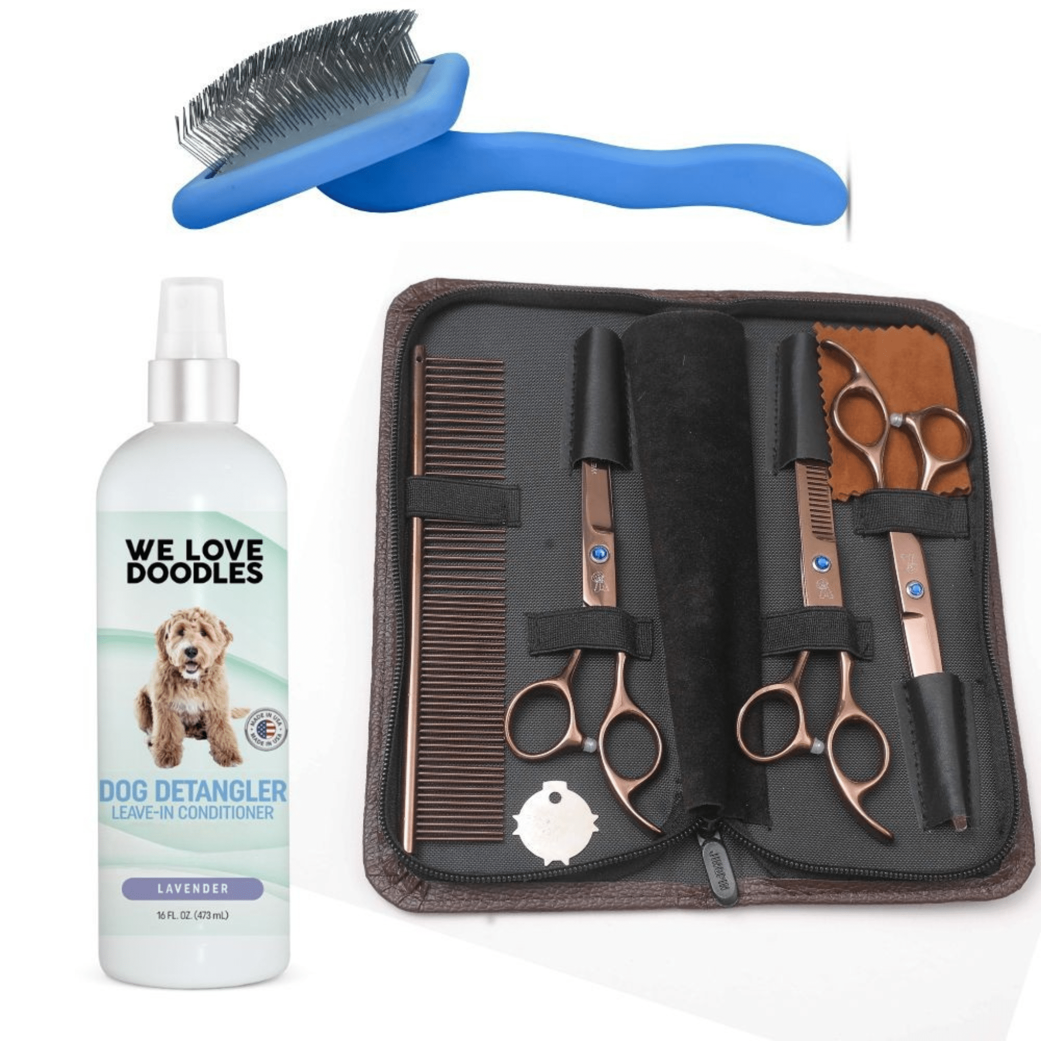At Home Grooming Pack – Brush, Scissors and Detangler