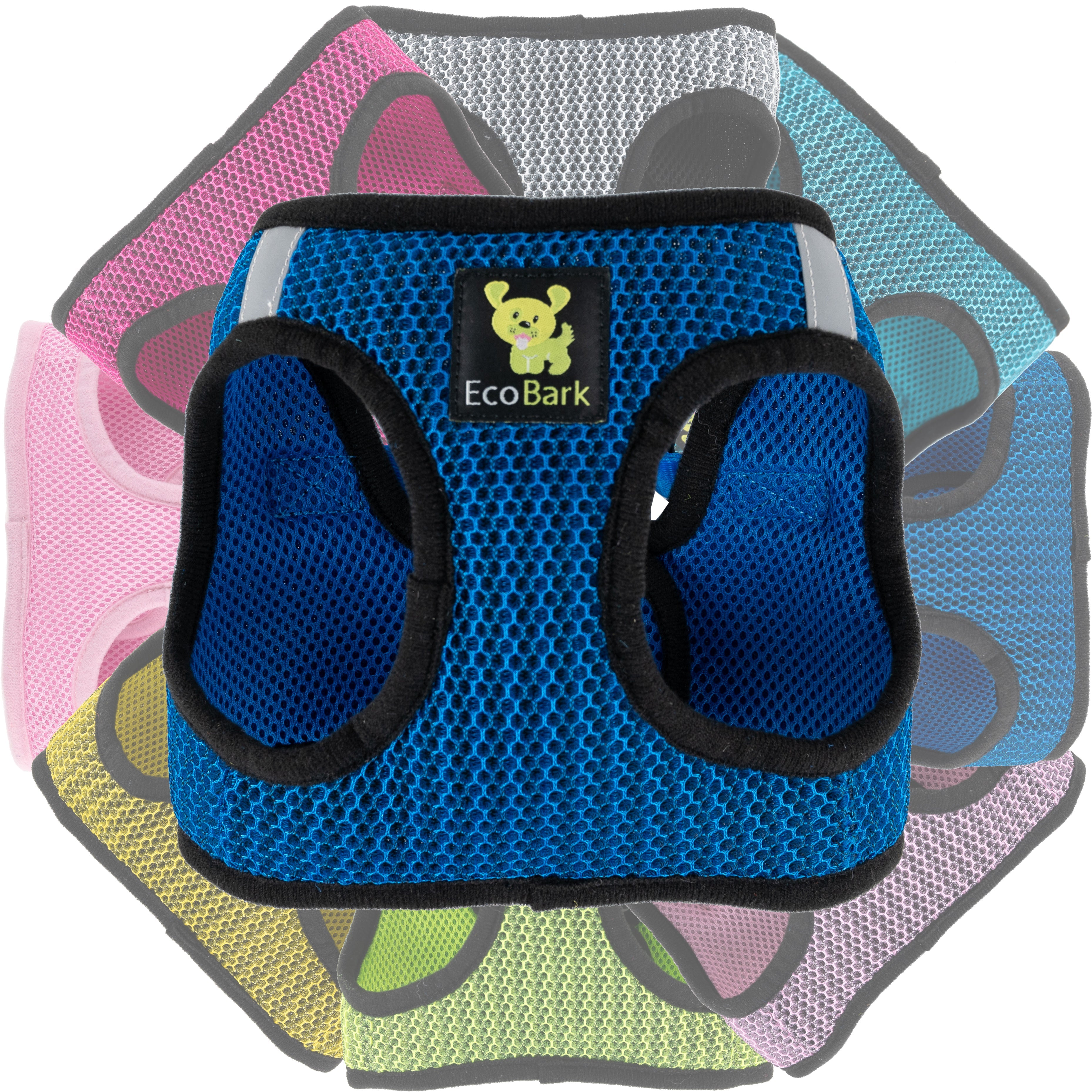 EcoBark Step In Dog Harness - XXXS to Small Breeds- Reflective Soft Mesh Harness for Teacup, Small Dogs and Puppies / Bright Blue Sport