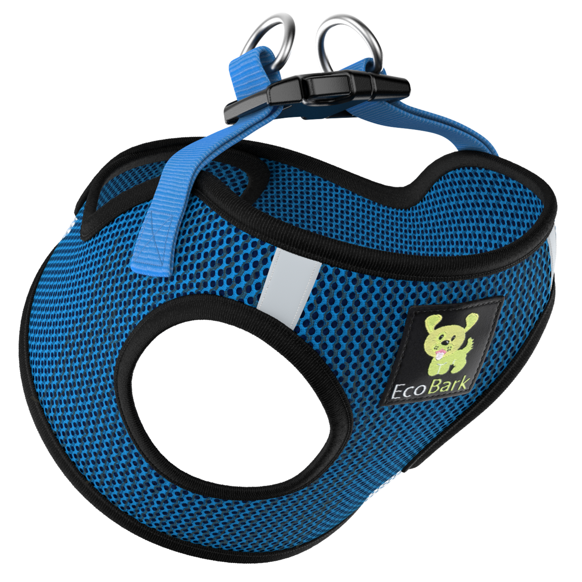 EcoBark Step In Dog Harness - XXXS to Small Breeds- Reflective Soft Mesh Harness for Teacup, Small Dogs and Puppies / Bright Blue Sport