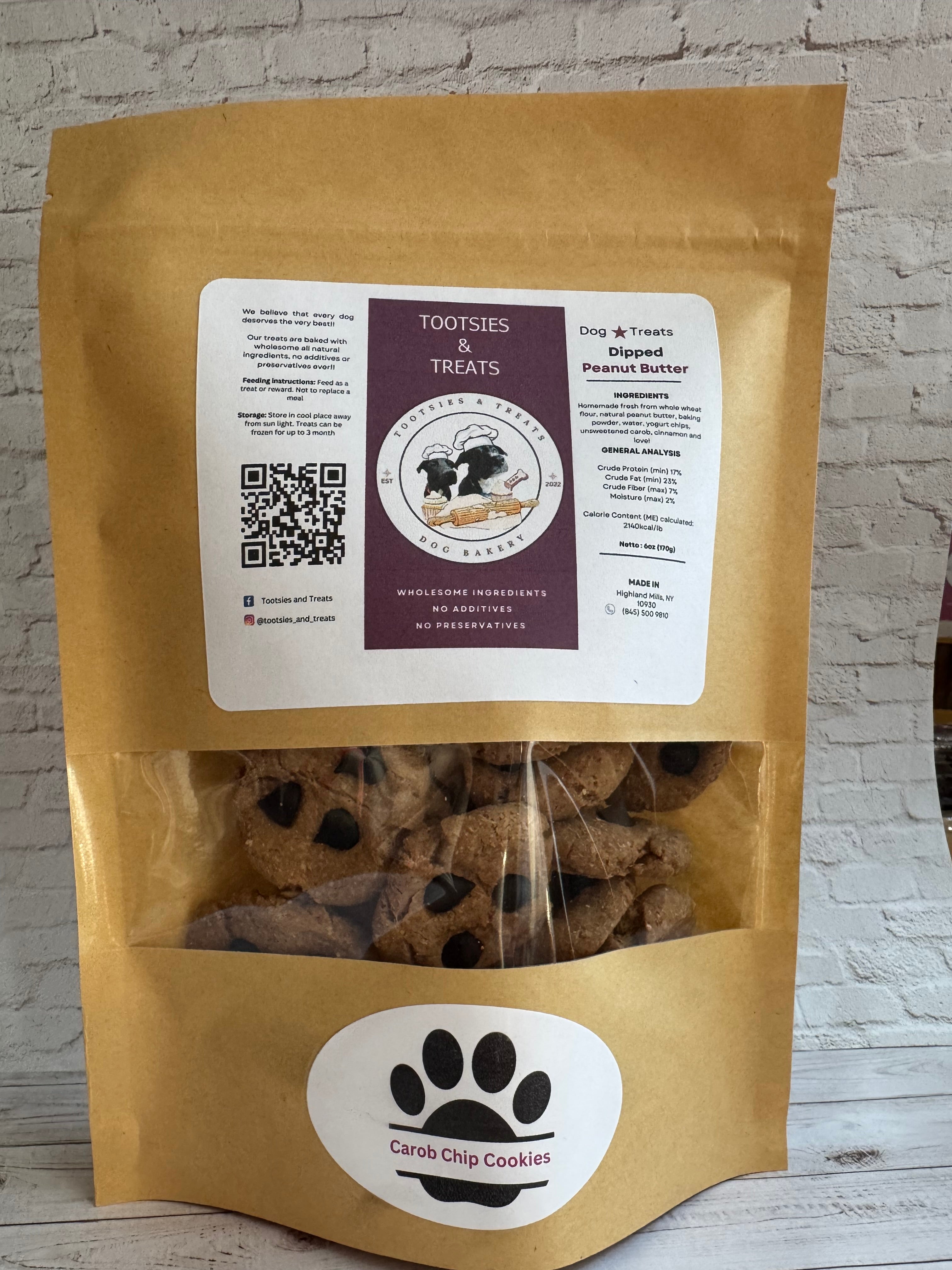Tootsies & Treats Peanut Butter Carob Chip Cookies 6oz