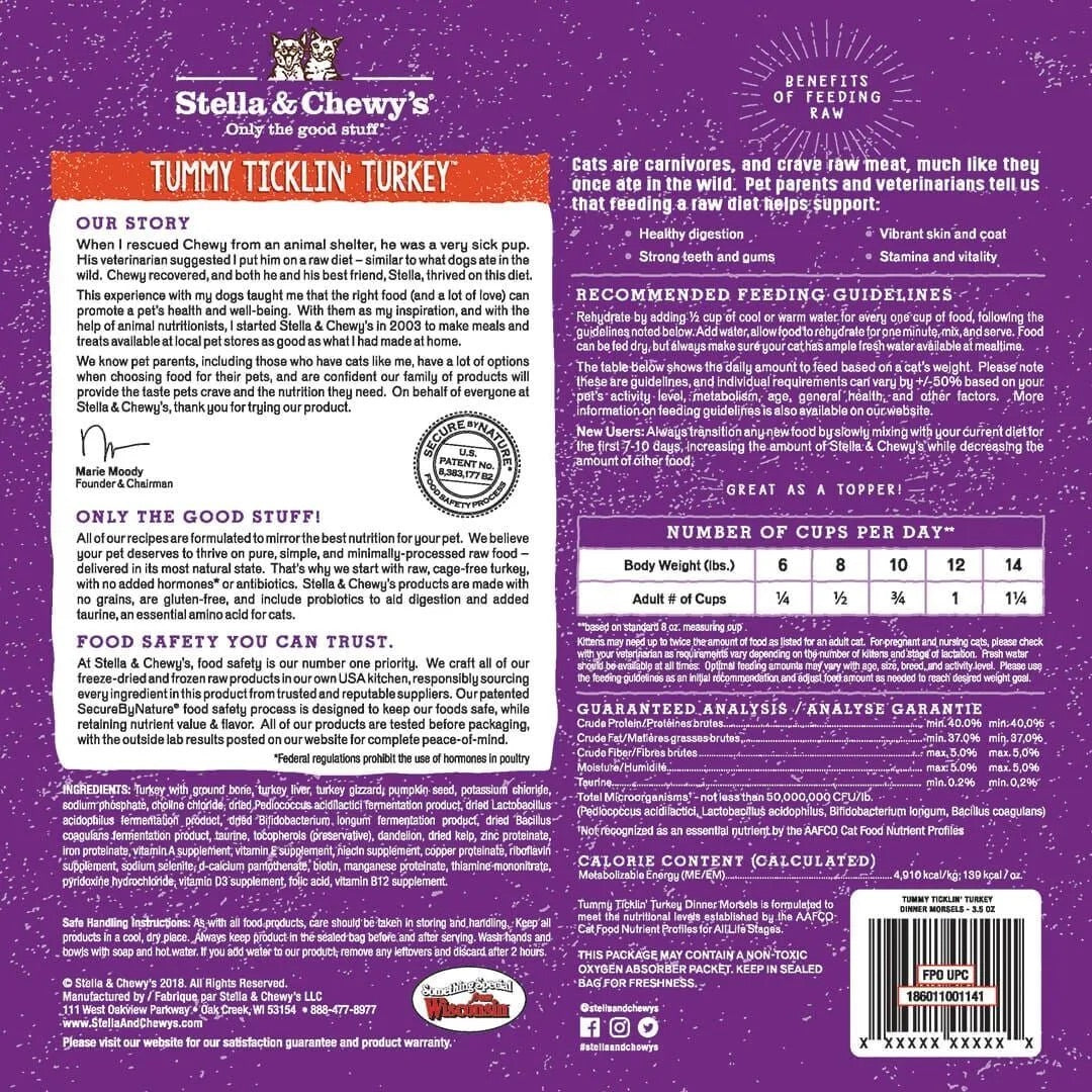 Stella & Chewy's Freeze Dried Dinner Tummy Ticklin' Turkey Cat Food