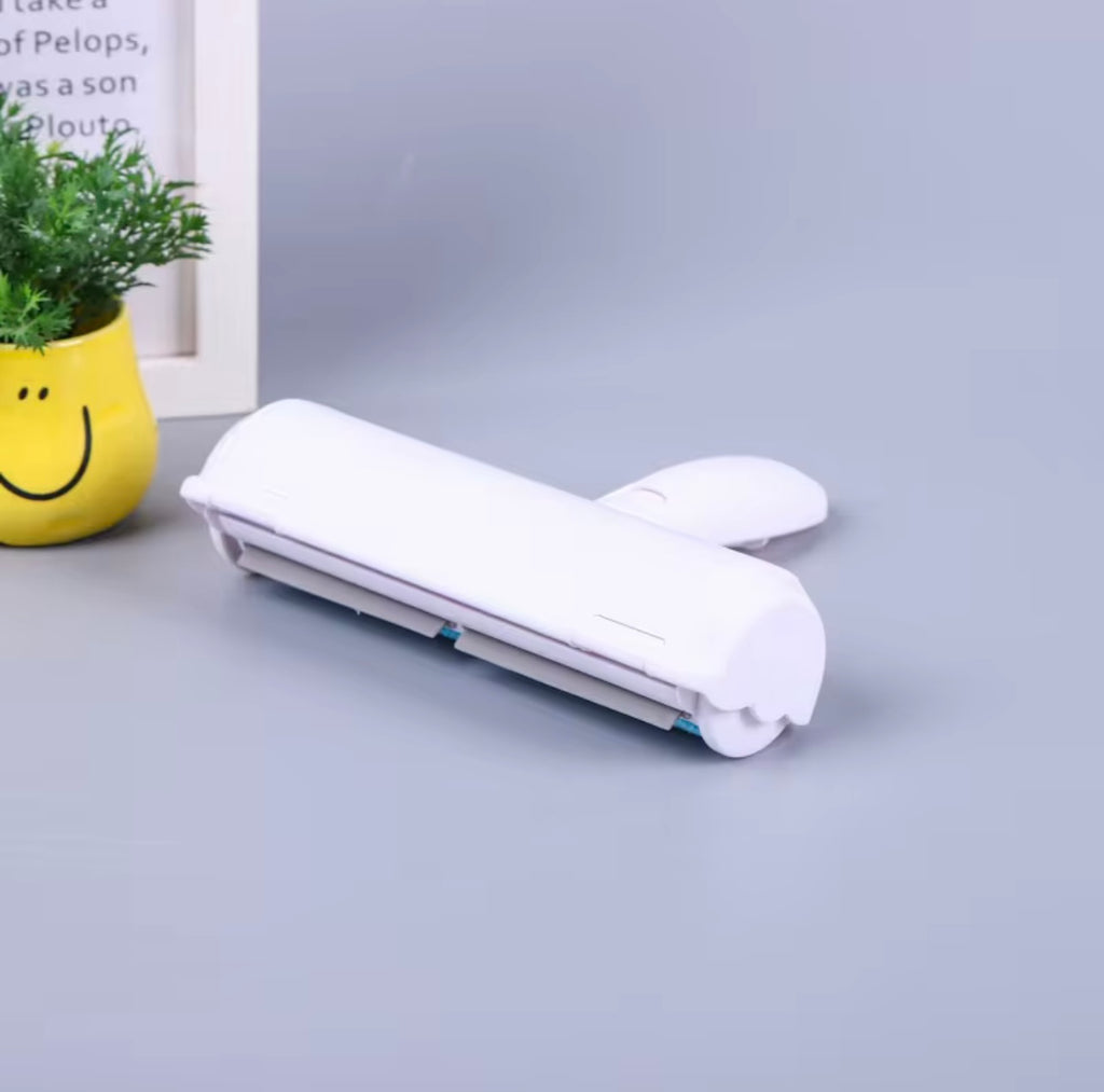 Roller Pet Hair Remover – Original Size Reusable Lint Roller for Cat & Dog Hair on Furniture, Couch, Carpet, Car, Rugs & Bedding – Portable, Eco-Friendly (White)