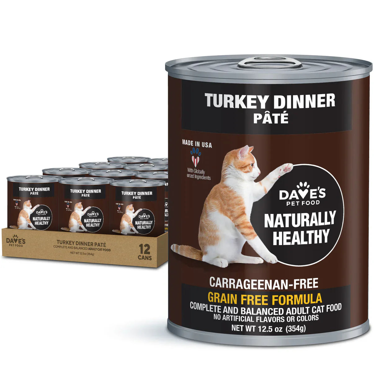 Dave's Naturally Healthy Turkey Dinner Paté Wet Cat Food (12.5oz)