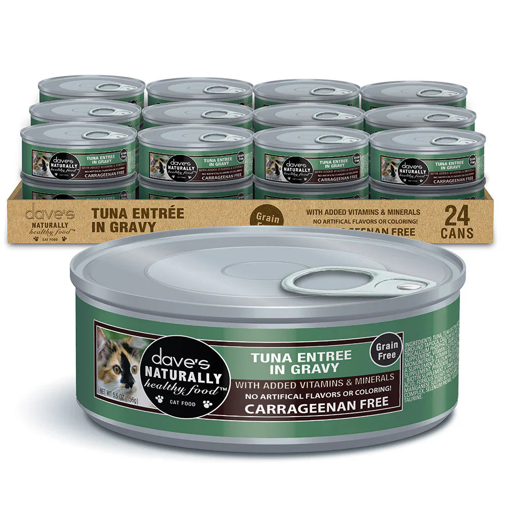 Dave's Naturally Healthy Grain Free Tuna Entrée in Gravy Wet Cat Food (5.5oz)