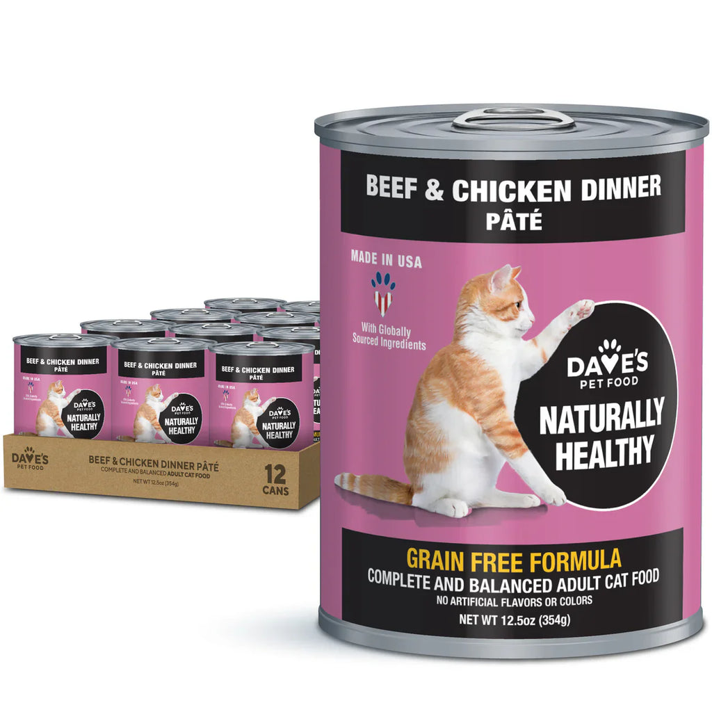 Dave's Naturally Healthy Beef & Chicken Dinner Paté Wet Cat Food (12.5oz)