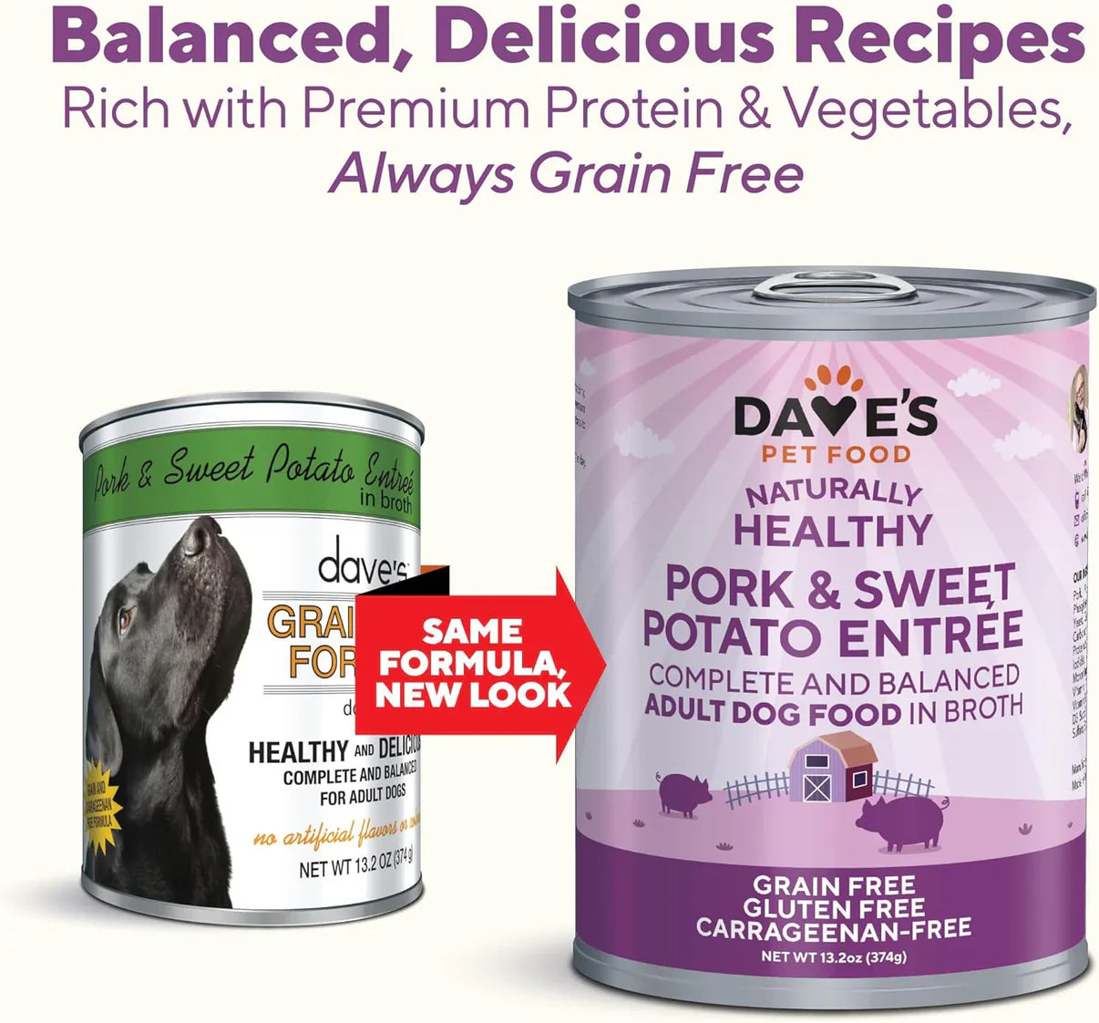 Dave's Grain Free Pork & Sweet Potato Entrée For Dogs (13.2oz)